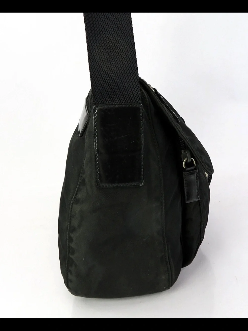 Prada Black Nylon Messenger Bag with Front Buckle